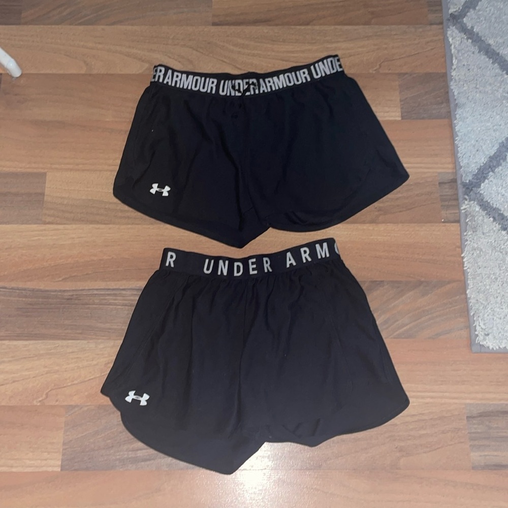 2 pairs of Under Armour black athletic shorts